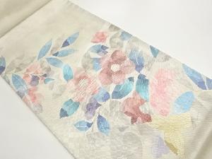 地紙に花葉模様袋帯